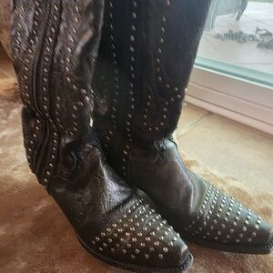 Dan Post Tempted Studded  Womans 7.5 Brown and  Black Studded Heeled Boots